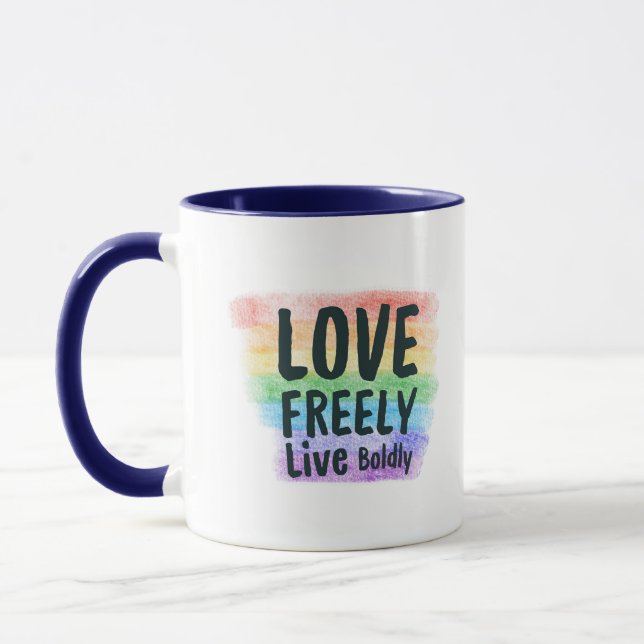Taza LGBTQ+ Pride Coffee Mug Vibrant Rainbow Love Cup (Izquierda)