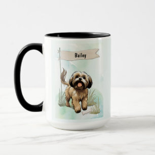 Taza Lhasa Apso Acuarela Perro Personalizado