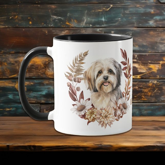 Taza Lhasa Apso Dog Otumn Wreath (Subido por el creador)