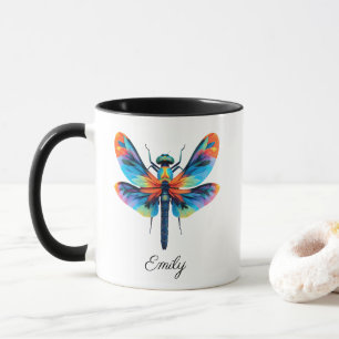 Taza Libélula Arcoíris Nombre Personalizado