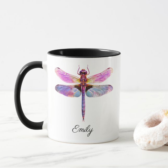 Taza Libélula Personalizada Vívida (Con donut)