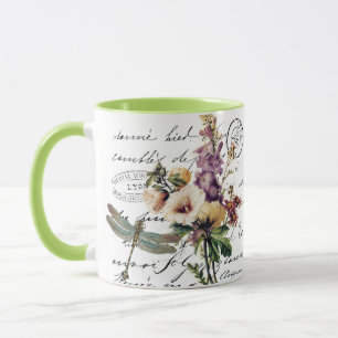 Taza Libélula y flores