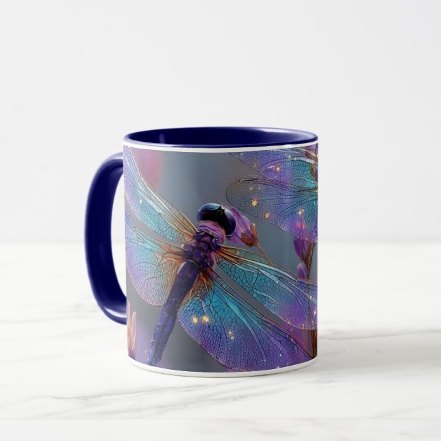 Taza libélulas púrpura y azul (Anverso izquierdo)