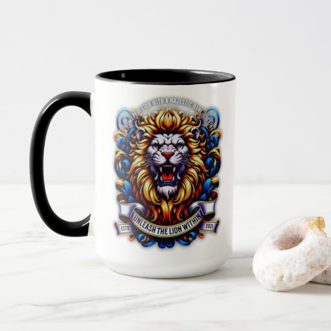 Taza Liberar al león en el interior - Fierce alboroto (Con donut)