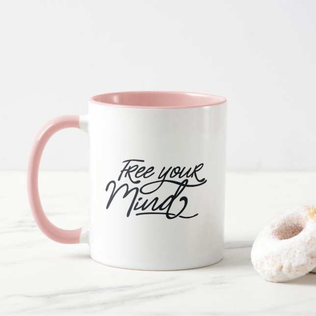 Taza Liberar tu mente Inspiradora cotización de yoga (Con donut)