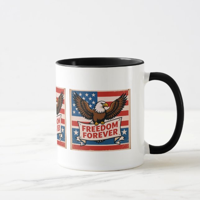 Taza Libertad para siempre Bandera Americana Águila Cal (Derecha)
