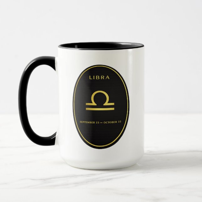 Taza Libra Zodiac Gold Oval Emblem Mug | Luxury Astrolo (Izquierda)