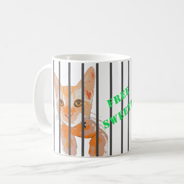 Taza libre del gato del gatito de la cárcel del (Anverso izquierdo)