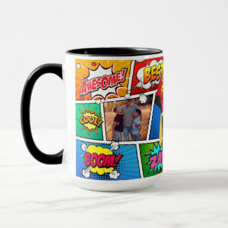 Taza Libro cómico del Día del Padre de superhéroes papá