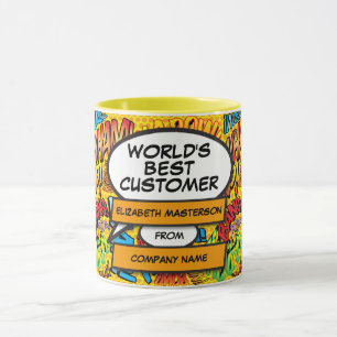 Taza Libro de Cómic Divertido del Mejor Cliente del Mun