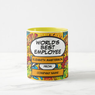 Taza Libro de Cómic Divertido del Mejor Empleado del Mu
