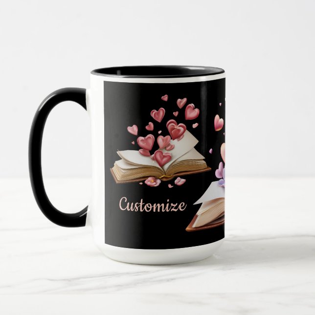 Taza Libro De Corazones Negro (Izquierda)