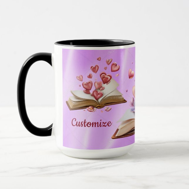Taza Libro De Corazones Rosa (Izquierda)