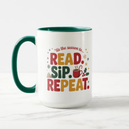 Taza Libro de vacaciones de Navidad Leer Beber Repetir