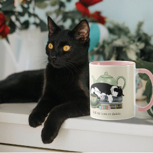 Taza Libros Acogedores Gato Esmoquin Té Tetera Verde Li