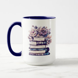 Taza Libros Antiguos Personalizados y Rosas  