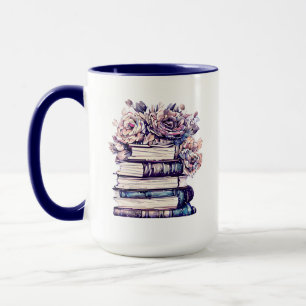 Taza Libros Antiguos Personalizados y Rosas