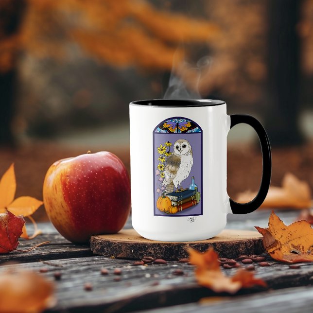 Taza Libros de calabazas de búho de Art Nouveau (Subido por el creador)