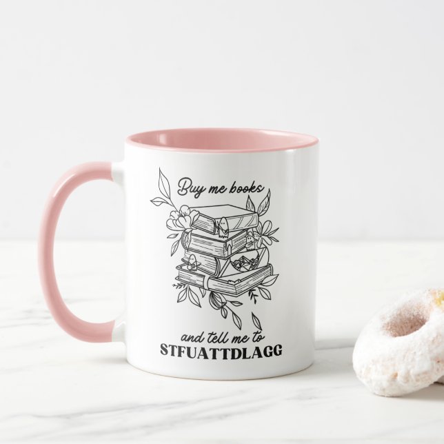 Taza Libros de flores silvestres cuteadas STFUATTDLAGG (Con donut)