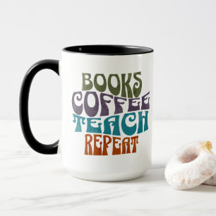 Taza Libros de tipografía retro Café Enseñanza Repetici