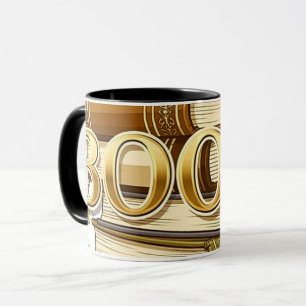 Taza Libros lectores escritores bibliófilos tono dorado