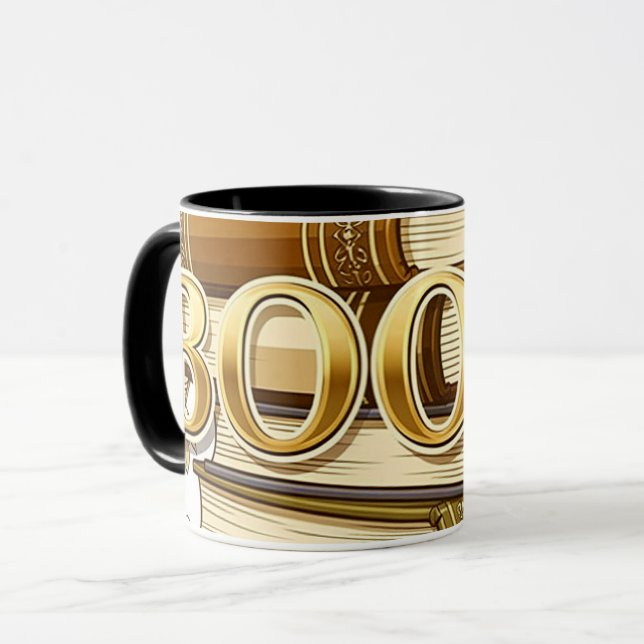 Taza Libros lectores escritores bibliófilos tono dorado (Anverso izquierdo)
