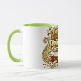 Taza Libros Lectores Escritores Bibliófilos Tonos Dorad