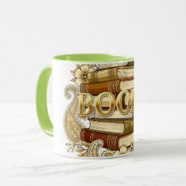 Taza Libros Lectores Escritores Bibliófilos Tonos Dorad