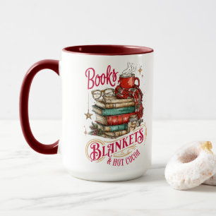 Taza Libros, mantas y chocolate caliente