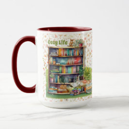 Taza Libros y amantes de los gatos hipotecan la jubilac