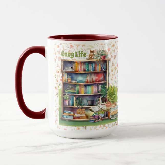 Taza Libros y amantes de los gatos hipotecan la jubilac (Izquierda)