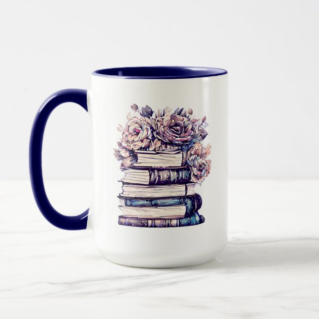 Taza Libros y Rosas antiguos personalizados (Izquierda)