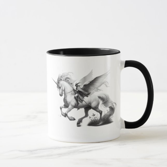 Taza Licorne ailée majestueuse avec chevalier. (Derecha)