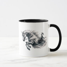 Taza Licorne majestueuse et chevalier en armure.