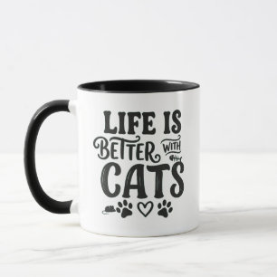 Taza Life es Mejor con Gatos - Regalo de Taza de C