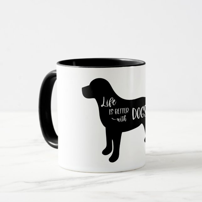 Taza Life Is Better With Dogs Black and White (Anverso izquierdo)