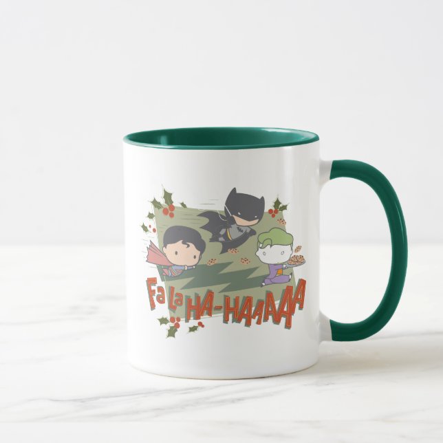 Taza Liga de Justicia Chibi Holiday Cookie Chase (Derecha)