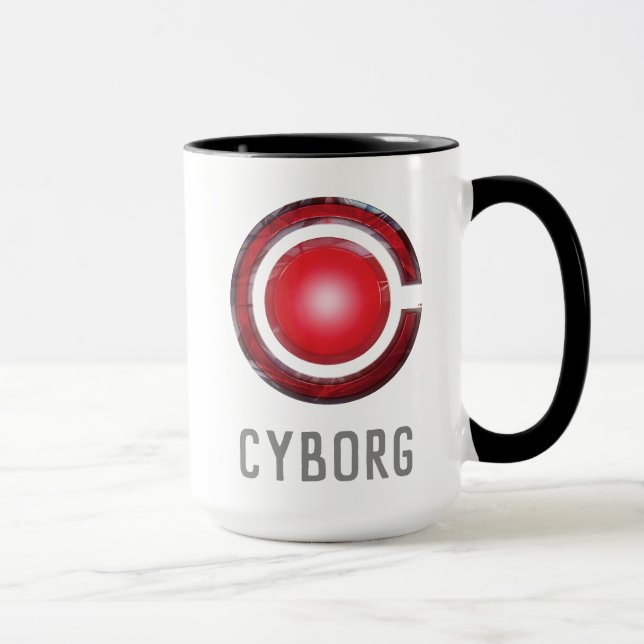 Taza Liga de la Justicia | Símbolo ciborg brillante (Derecha)