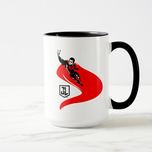 Taza Liga de la Justicia | Superman Flying Noir Pop Art (Derecha)