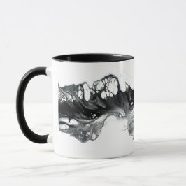 Taza Light and Darkness Abstract Black White Fluid Art