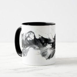 Taza Light and Darkness Abstract Black White Fluid Art