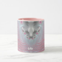 Taza LILA ~ Zany 3D Fractal ~ rosa y blanco