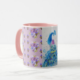 Taza Lilac Blue Peacock malva acuarela Paintar Mug