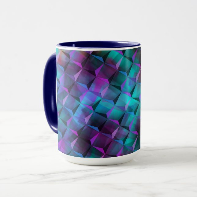 Taza Lílago azul manchado de 3D cuadrado a rosa o trián (Anverso izquierdo)