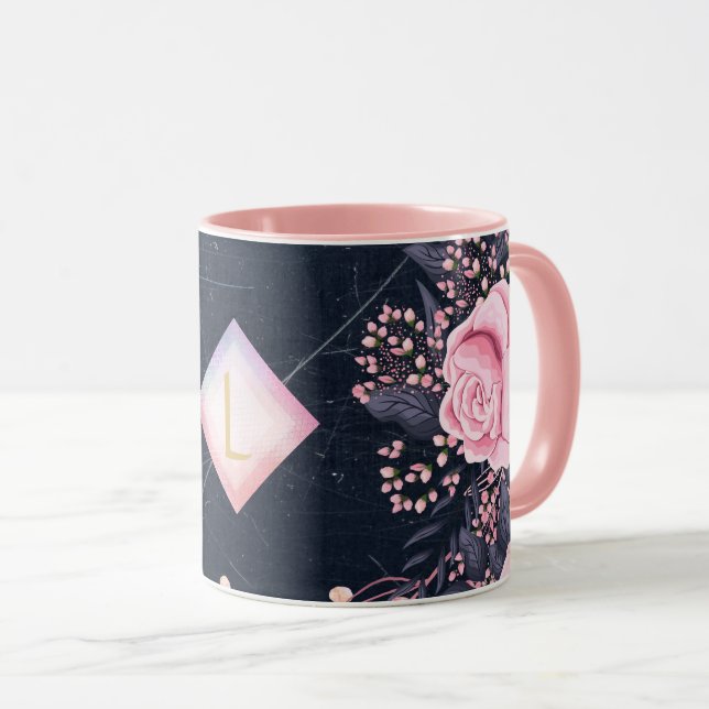 Taza Lilibet Monograma Navy Rosegold Regalos Princesas  (Anverso derecho)