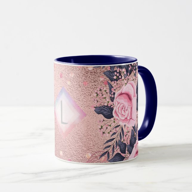 Taza Lilibet Monograma Rosegold Floral fit para Princes (Anverso derecho)