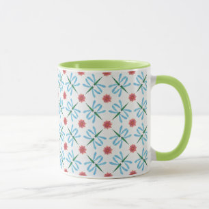 Taza Lilies de agua verde y blanca Ringer Mug
