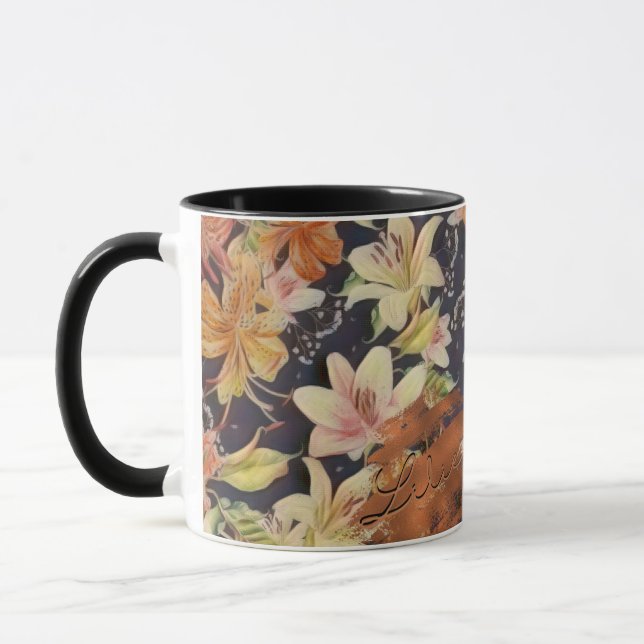 Taza Lilies Naranja, amarillo, blanco (Izquierda)
