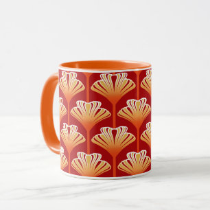 Taza Lily Art Deco, Naranja Tangerine y Oro