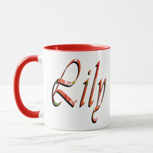 Taza Lily, Nombre Logotipo Combo Rojo Café Mug (Izquierda)
